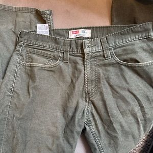 Green Levi 514 slim straight corduroy